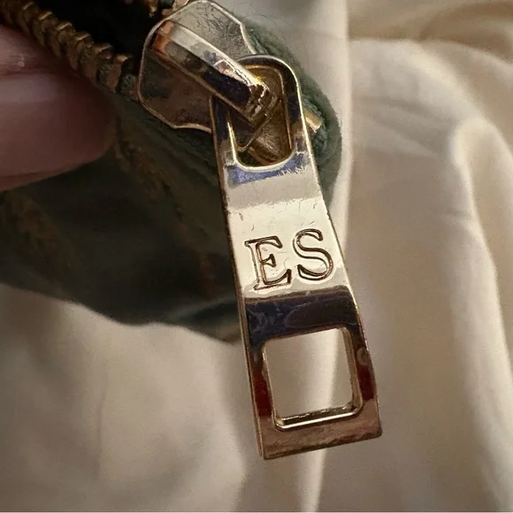 Elizabeth Scarlett Green Palm Embroidered Velvet Coin Pouch - Picture 4 of 4